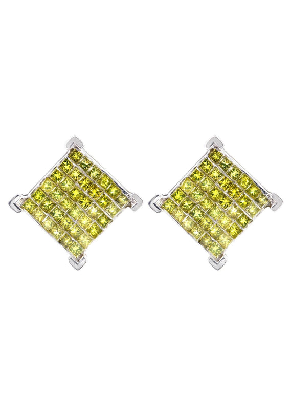 Diamond Earrings For Men | 1.85 Carats 14K White Gold