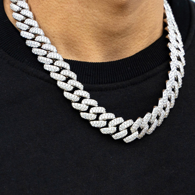 White Gold Plated Mens Iced Out Miami Cuban Link Chain