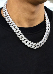 White Gold Plated Mens Iced Out Miami Cuban Link Chain