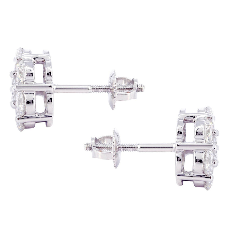 Stud Diamond Earrings For Men Illusion Set | 14K White Gold | 0.66 Carats