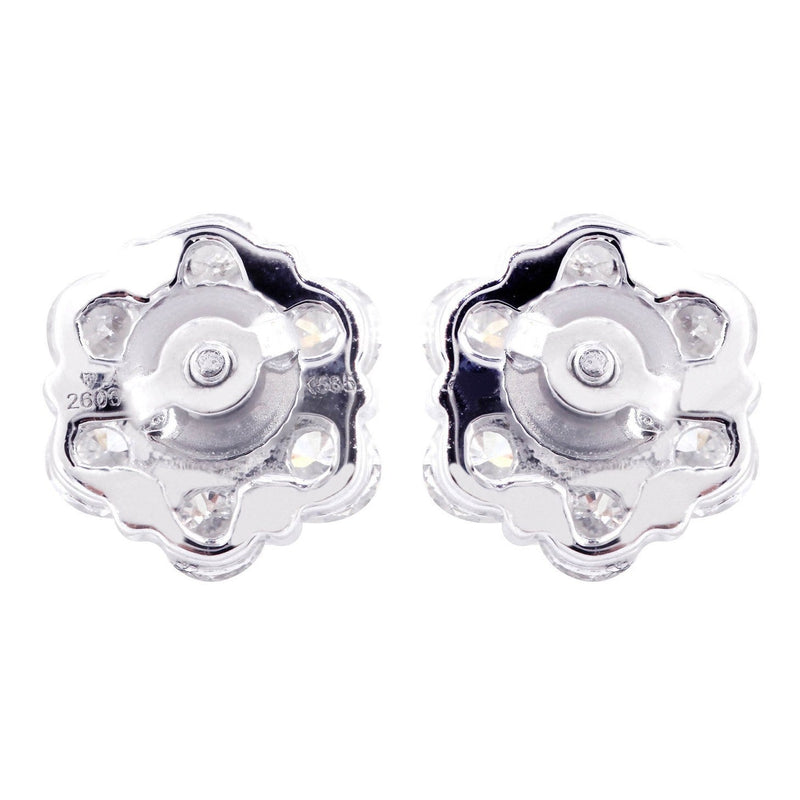 Stud Diamond Earrings For Men Illusion Set | 14K White Gold | 0.89 Carats