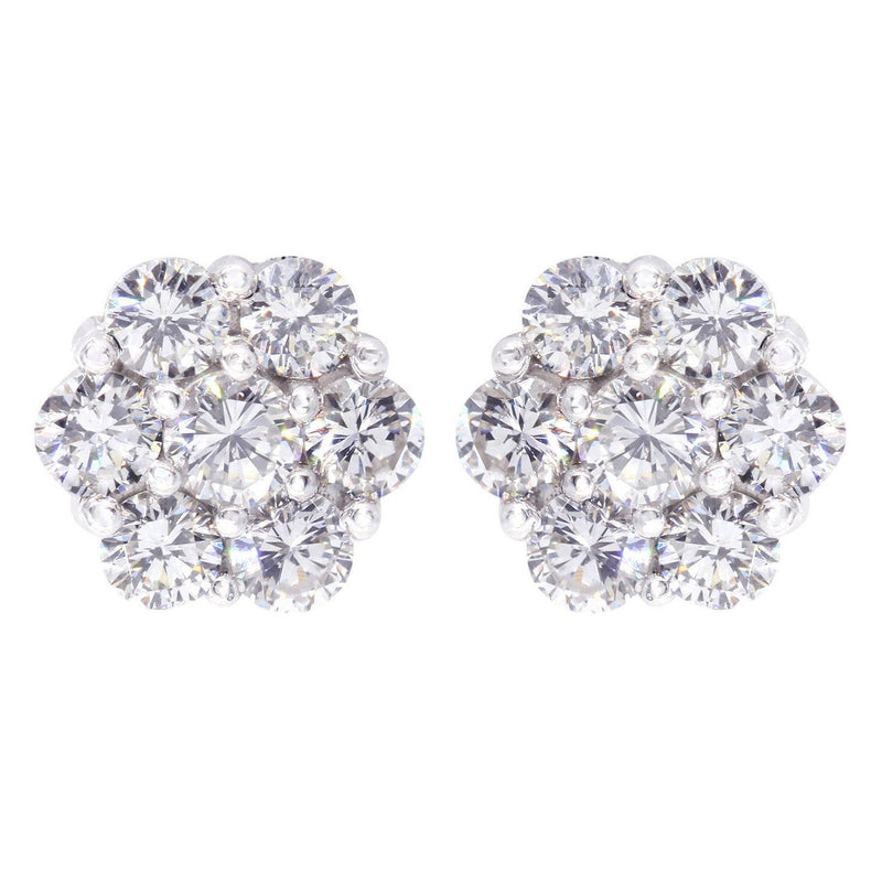 Stud Diamond Earrings For Men Illusion Set | 14K White Gold | 0.89 Carats