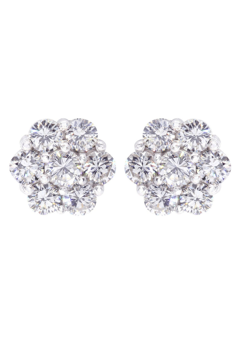Stud Diamond Earrings For Men Illusion Set | 14K White Gold | 0.89 Carats