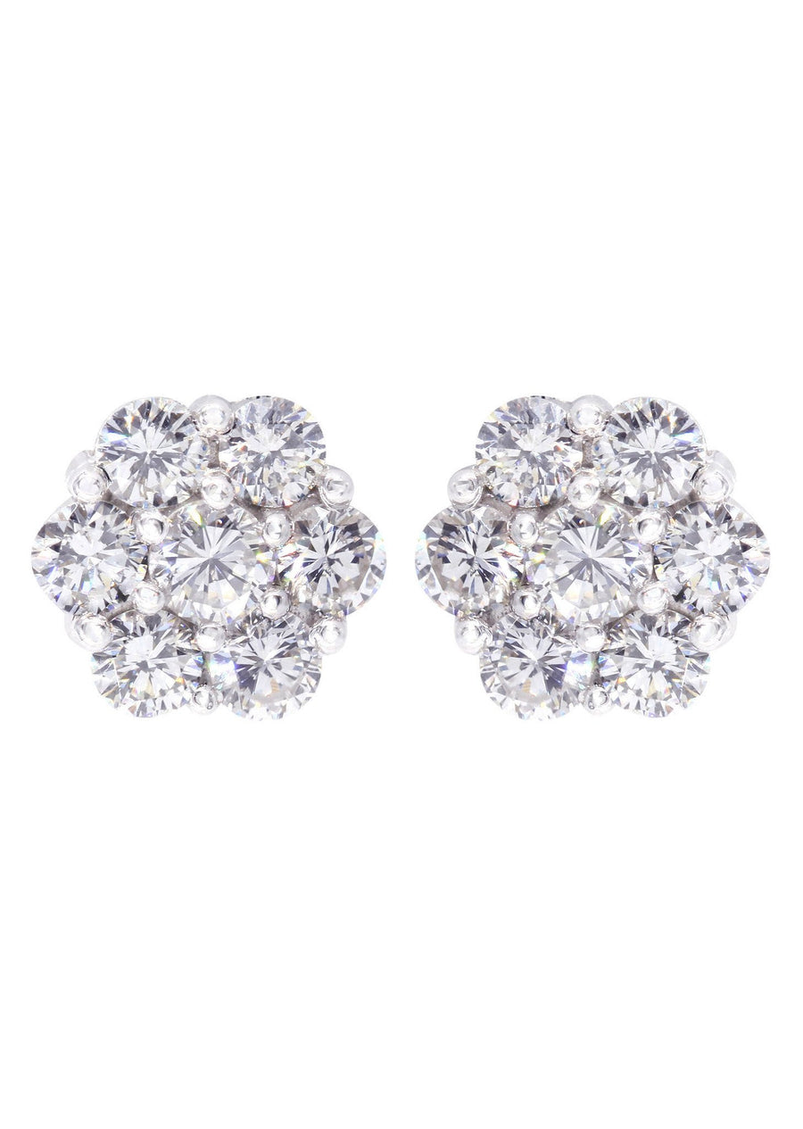Stud Diamond Earrings For Men Illusion Set | 14K White Gold | 0.89 Carats