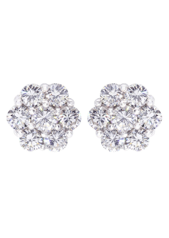 Stud Diamond Earrings For Men Illusion Set | 14K White Gold | 0.89 Carats