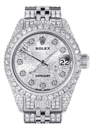 Womens Diamond Stainless Steel Rolex Watch | 26Mm | Texture Dial | Jubilee Band
