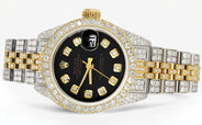 Womens Diamond Gold Rolex Watch | 26Mm | Black Dial | Jubilee Band