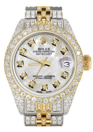 Womens Diamond Gold Rolex Watch | 26Mm | Mother Of Pearl Dial | Jubilee Band