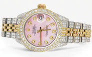 Womens Diamond Gold Rolex Watch | 26Mm | Pink Mother Of Pearl Dial | Jubilee Band