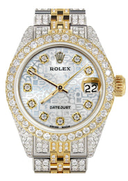 Womens Diamond Gold Rolex Watch | 26Mm | Texture Dial | Jubilee Band