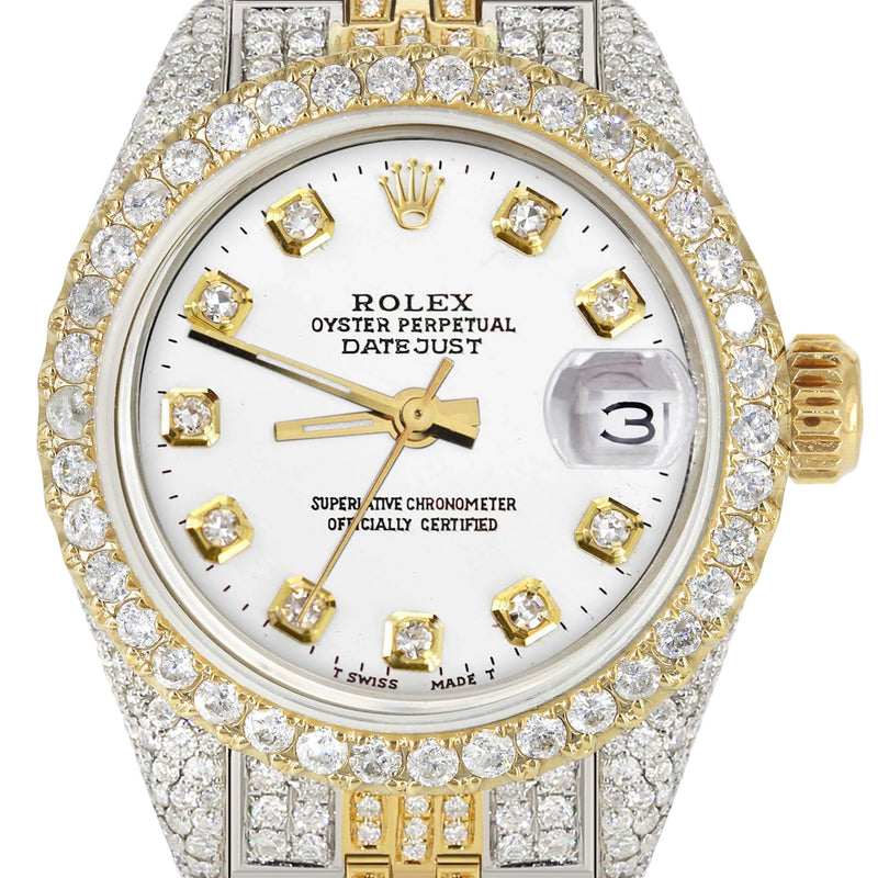 Womens Diamond Gold Rolex Watch | 26Mm | White Dial | Jubilee Band
