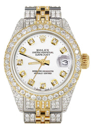 Womens Diamond Gold Rolex Watch | 26Mm | White Dial | Jubilee Band