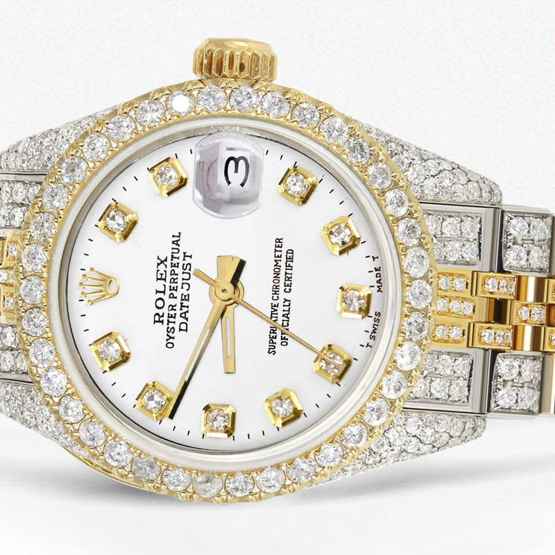 Womens Diamond Gold Rolex Watch | 26Mm | White Dial | Jubilee Band