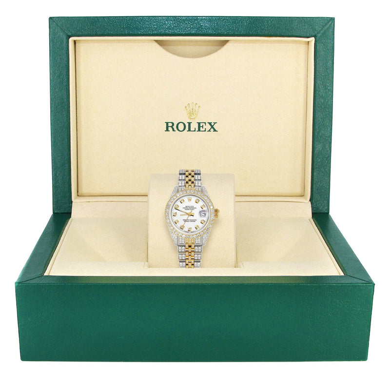 Womens Diamond Gold Rolex Watch | 26Mm | White Dial | Jubilee Band