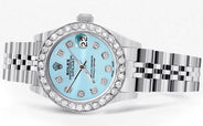Womens Diamond Rolex Watch | 1 Carat Bezel | 26Mm | Light Blue Diamond Dial | Jubilee Band