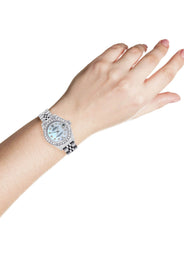 Womens Diamond Rolex Watch | 1 Carat Bezel | 26Mm | Blue Mother of Pearl Diamond Dial | Jubilee Band