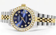 Womens Diamond Gold Rolex Watch | 1 Carat Bezel | 26Mm | Blue Diamond Dial | Jubilee Band
