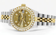 Womens Diamond Gold Rolex Watch | 1 Carat Bezel | 26Mm | Gold Diamond Dial | Jubilee Band