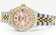 Womens Diamond Gold Rolex Watch | 1 Carat Bezel | 26Mm | Pink Diamond Dial | Jubilee Band