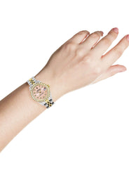 Womens Diamond Gold Rolex Watch | 1 Carat Bezel | 26Mm | Pink Diamond Dial | Jubilee Band