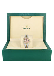 Womens Diamond Gold Rolex Watch | 1 Carat Bezel | 26Mm | Pink Diamond Dial | Jubilee Band