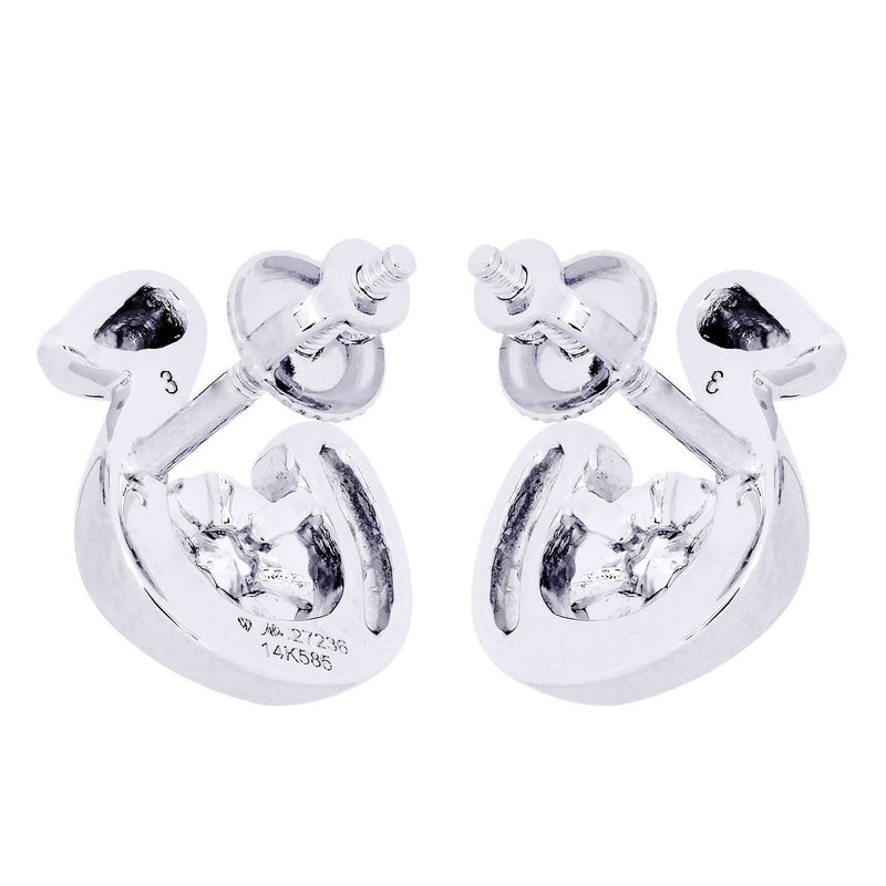 Swan Diamond Stud Earrings For Men | 14K White Gold | 0.28 Carats