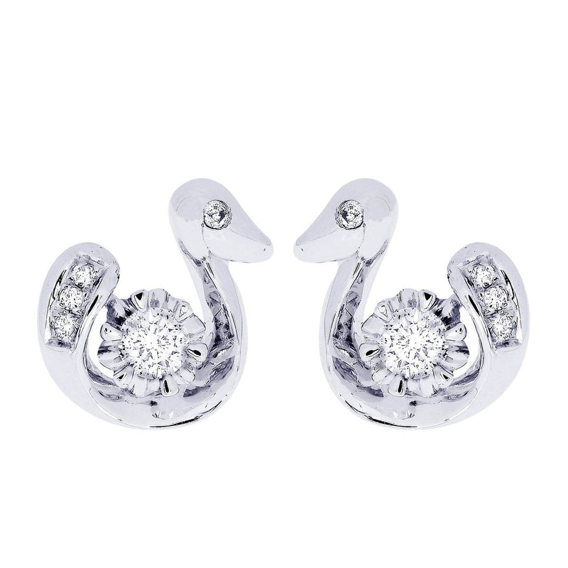 Swan Diamond Stud Earrings For Men | 14K White Gold | 0.28 Carats