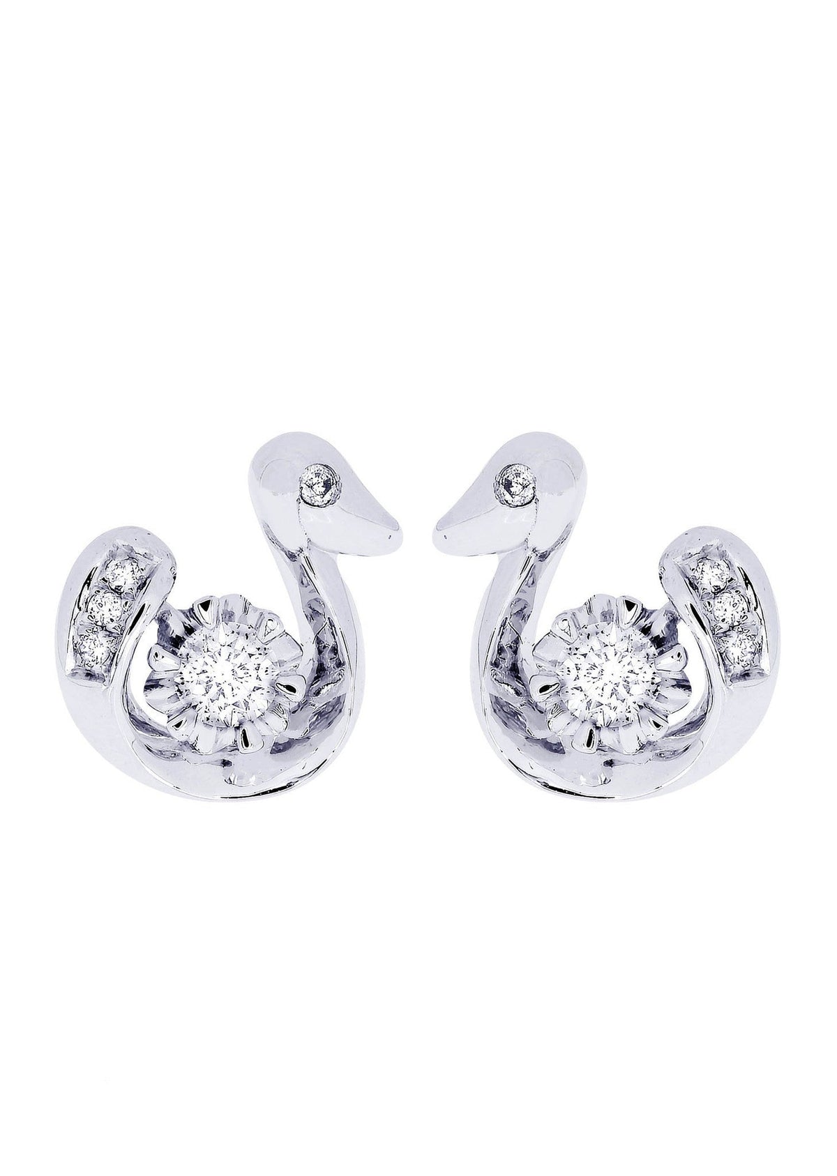 Swan Diamond Stud Earrings For Men | 14K White Gold | 0.28 Carats