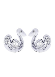 Swan Diamond Stud Earrings For Men | 14K White Gold | 0.28 Carats