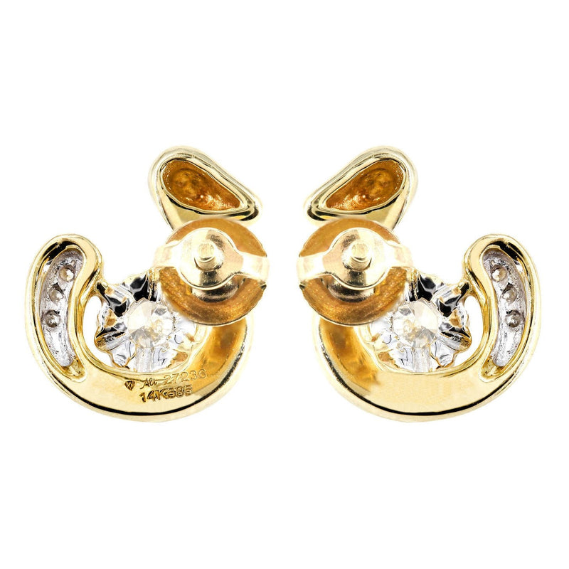 Swan Diamond Stud Earrings For Men | 14K Yellow Gold | 0.3 Carats