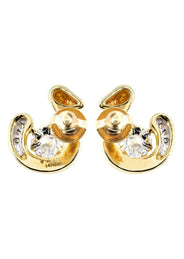 Swan Diamond Stud Earrings For Men | 14K Yellow Gold | 0.3 Carats