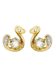 Swan Diamond Stud Earrings For Men | 14K Yellow Gold | 0.3 Carats
