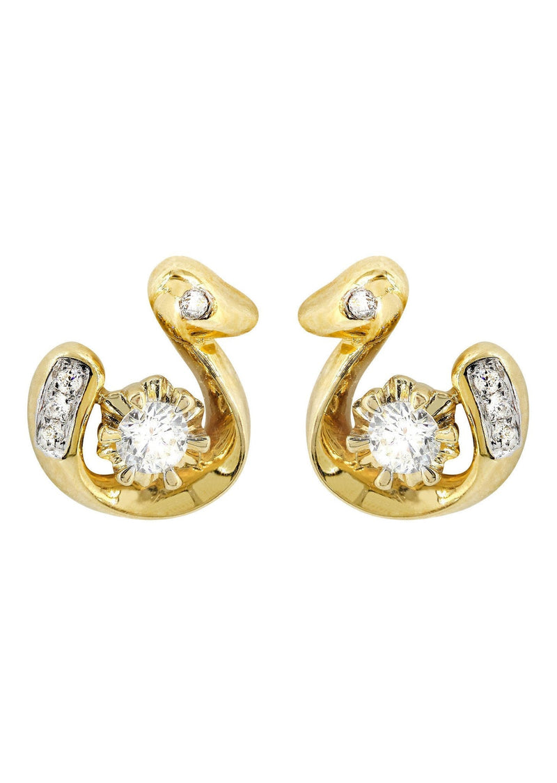 Swan Diamond Stud Earrings For Men | 14K Yellow Gold | 0.3 Carats