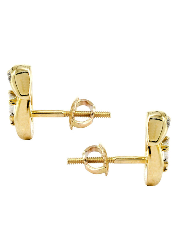 Swan Diamond Stud Earrings For Men | 14K Yellow Gold | 0.3 Carats