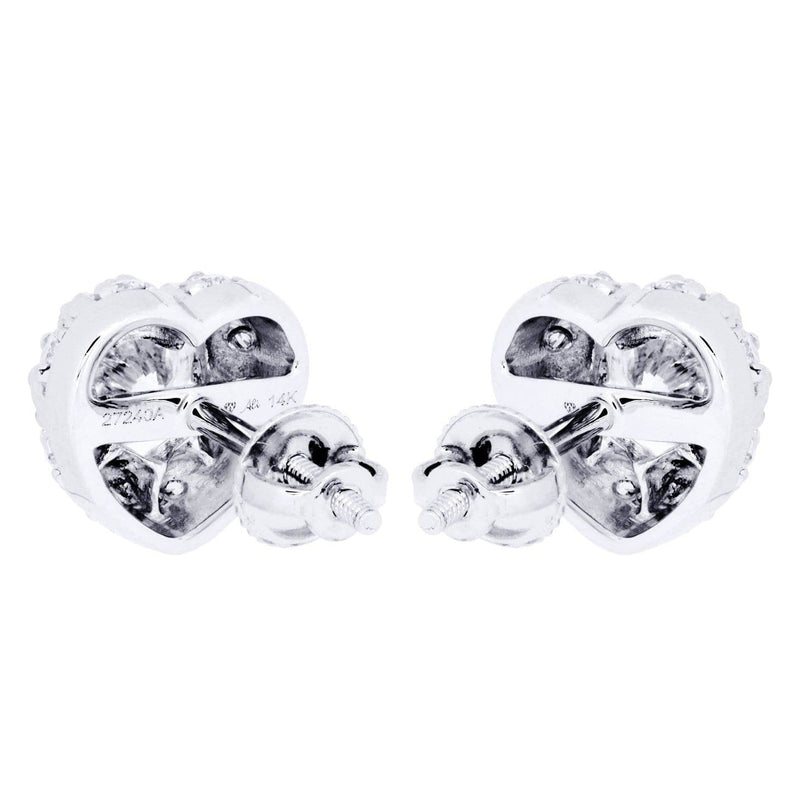 Heart Diamond Stud Earrings For Men | 14K White Gold | 0.7 Carats