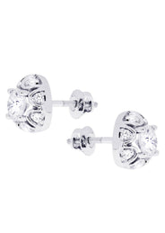 Heart Diamond Stud Earrings For Men | 14K White Gold | 0.7 Carats