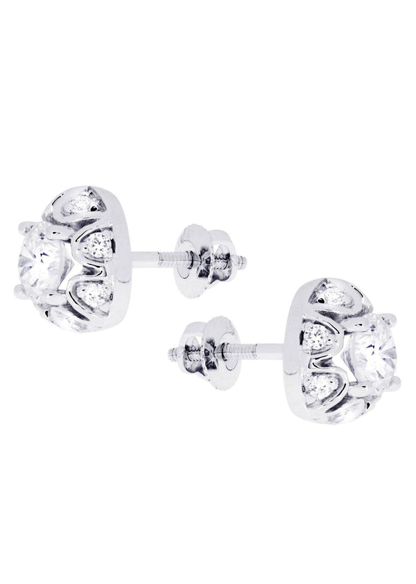 Heart Diamond Stud Earrings For Men | 14K White Gold | 0.7 Carats