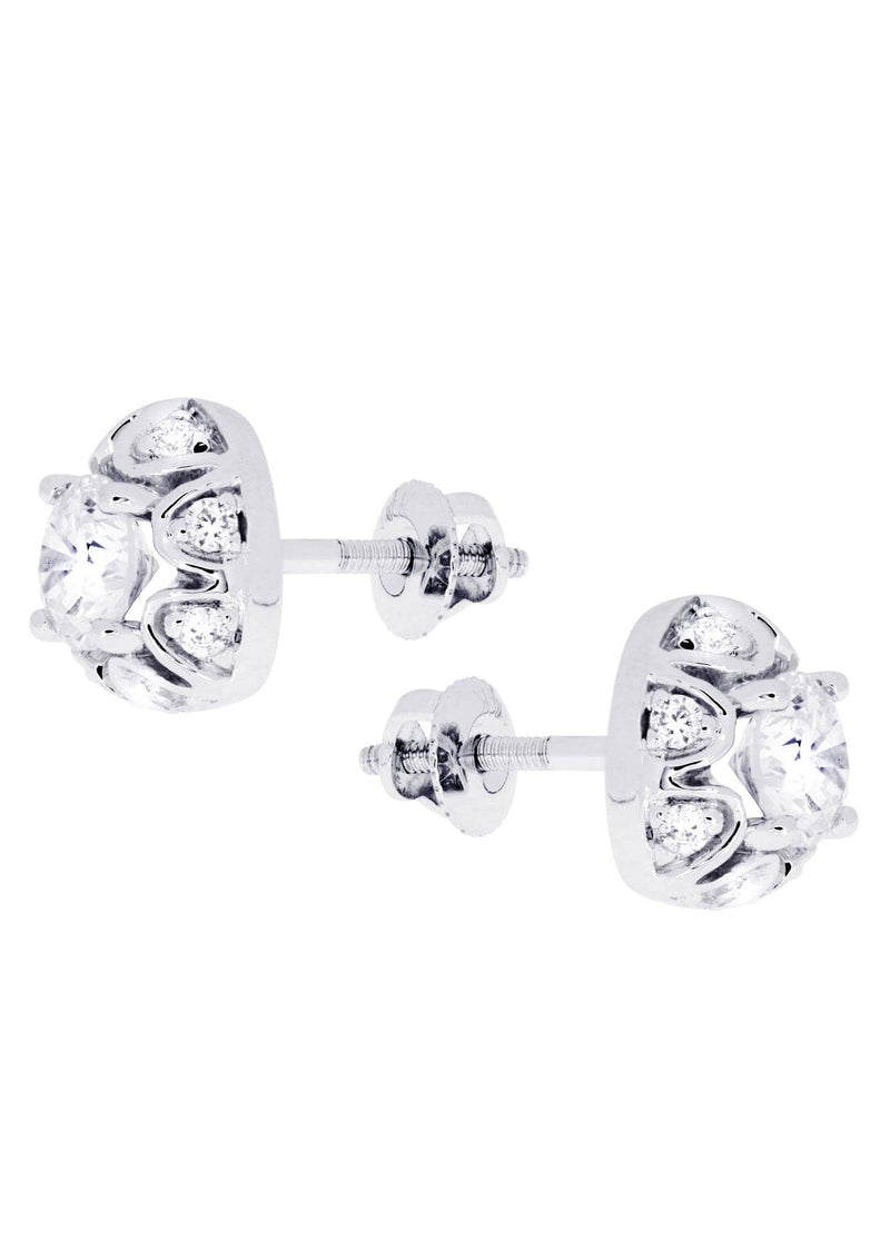 Heart Diamond Stud Earrings For Men | 14K White Gold | 0.7 Carats