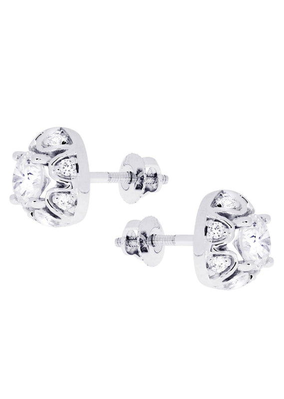 Heart Diamond Stud Earrings For Men | 14K White Gold | 0.7 Carats