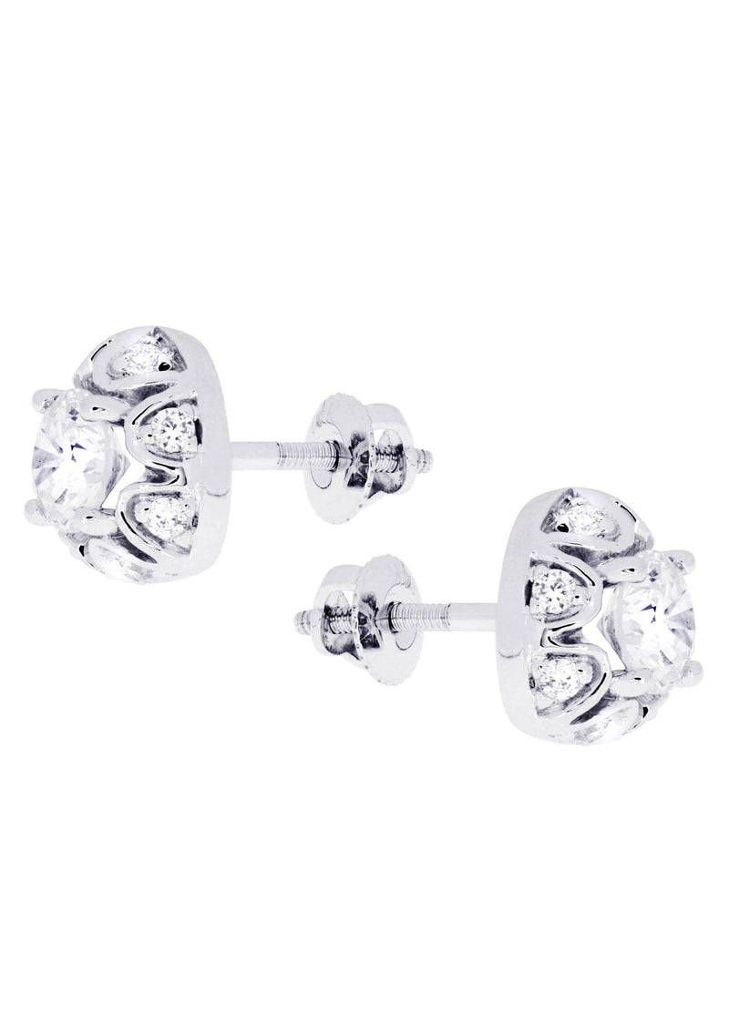 Heart Diamond Stud Earrings For Men | 14K White Gold | 1.18 Carats