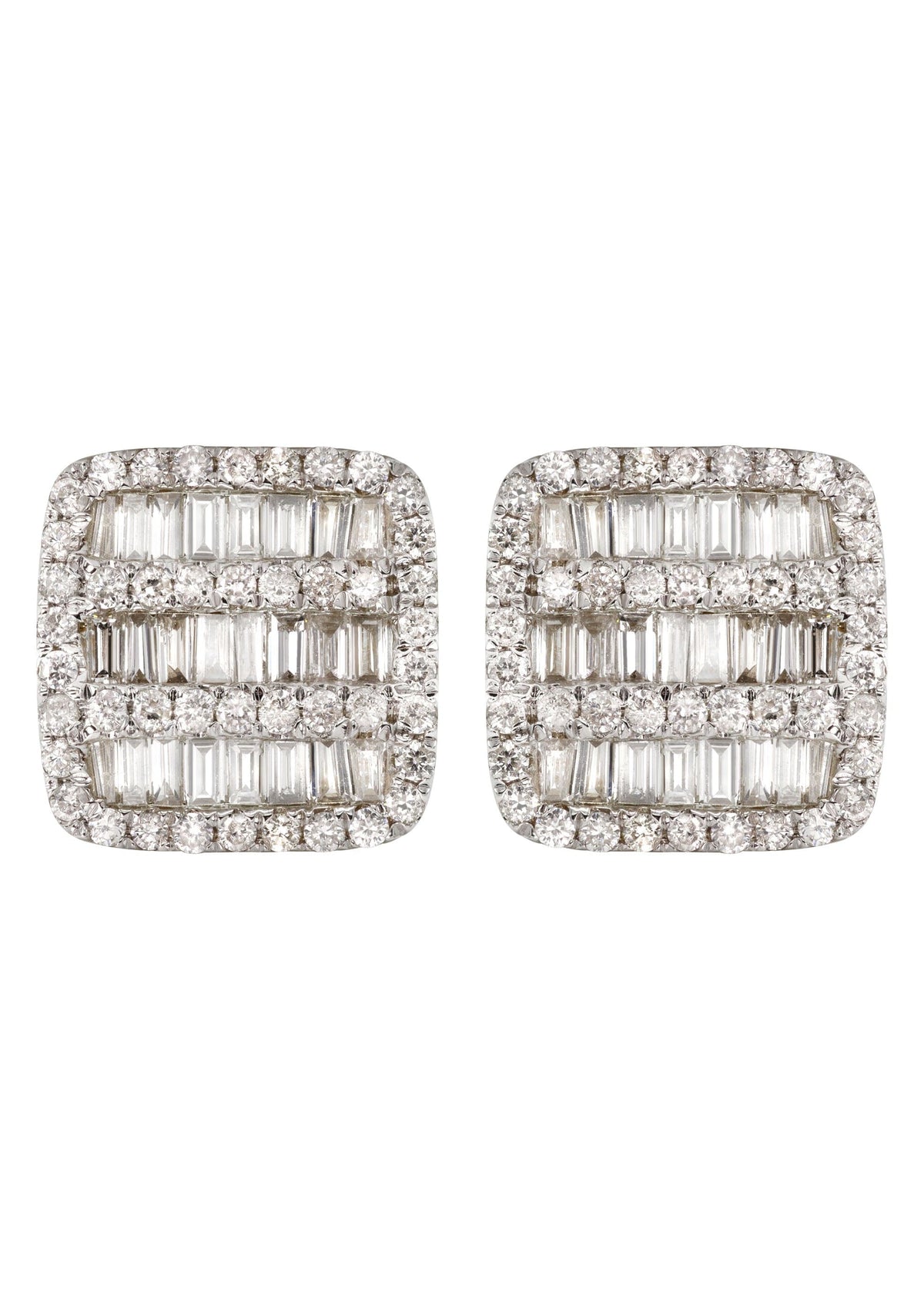 14K Yellow Gold Diamond Baguette Earrings For Men | 1.13 Carats | 2.7 Grams