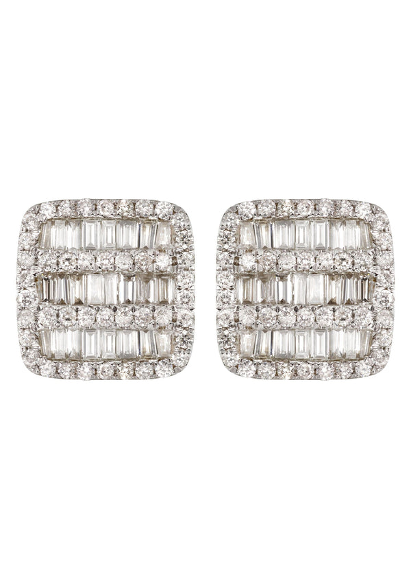 14K Yellow Gold Diamond Baguette Earrings For Men | 1.13 Carats | 2.7 Grams
