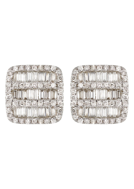 14K Yellow Gold Diamond Baguette Earrings For Men | 1.13 Carats | 2.7 Grams