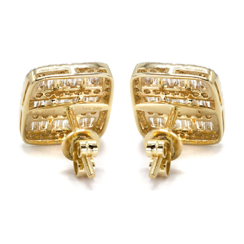 14K Yellow Gold Diamond Baguette Earrings For Men | 1.13 Carats | 2.7 Grams