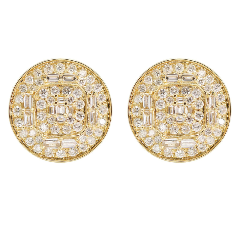 14K Yellow Gold Diamond Earrings For Men | 0.72 Carats | 2.92 Grams