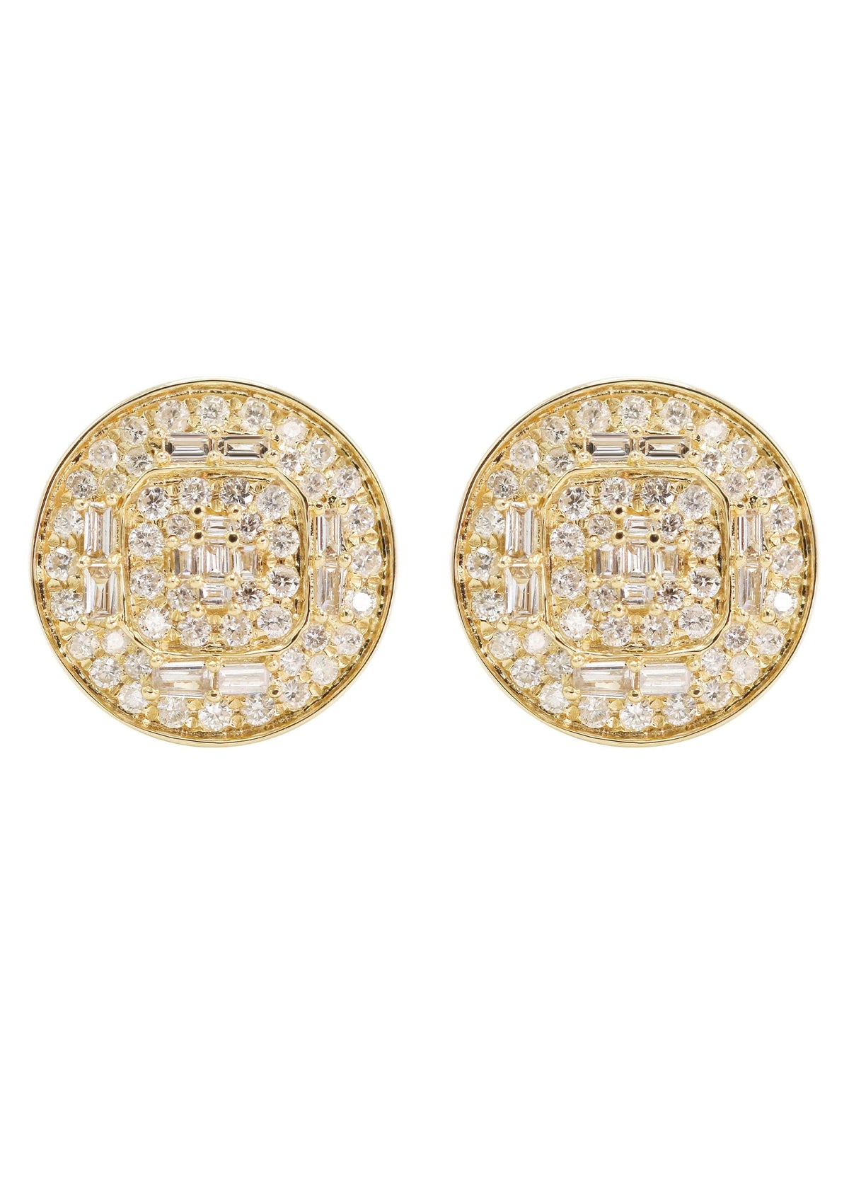 14K Yellow Gold Diamond Earrings For Men | 0.72 Carats | 2.92 Grams