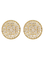 14K Yellow Gold Diamond Earrings For Men | 0.72 Carats | 2.92 Grams
