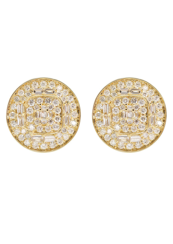 14K Yellow Gold Diamond Earrings For Men | 0.72 Carats | 2.92 Grams