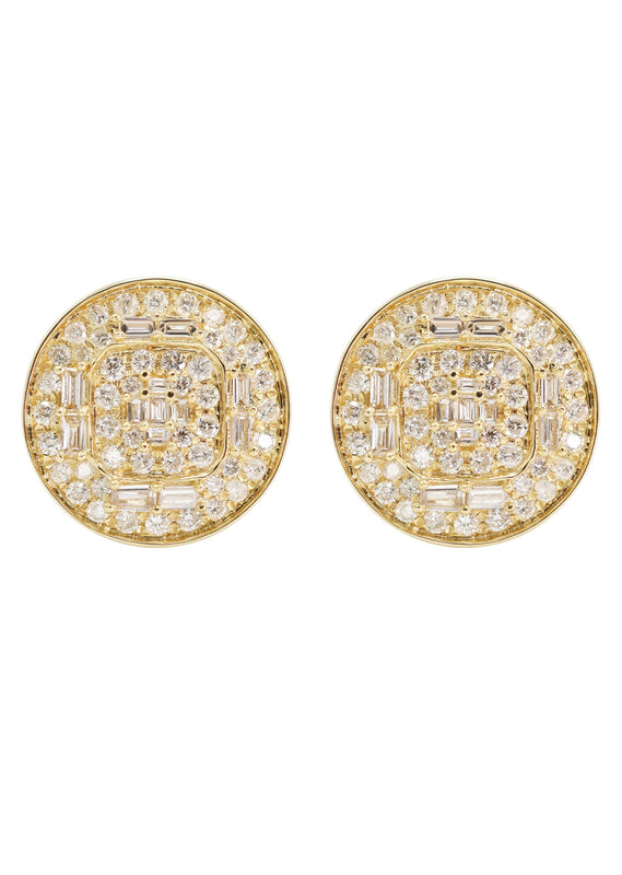 14K Yellow Gold Diamond Earrings For Men | 0.72 Carats | 2.92 Grams