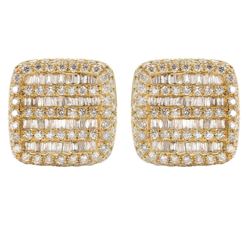 14K Yellow Gold Diamond Baguette Earrings For Men | 1.32 Carats | 3.24 Grams